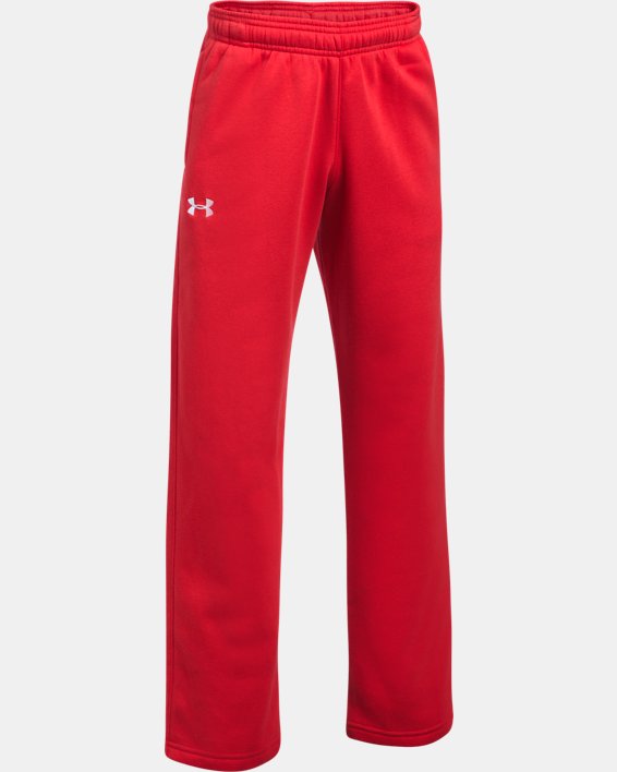 Boys' UA Hustle Fleece Pants, Red, pdpMainDesktop image number 2